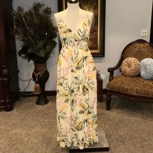 Windsor Tropical Leaf Strappy Empire Waist Maxi Dress – Women’s size Medium